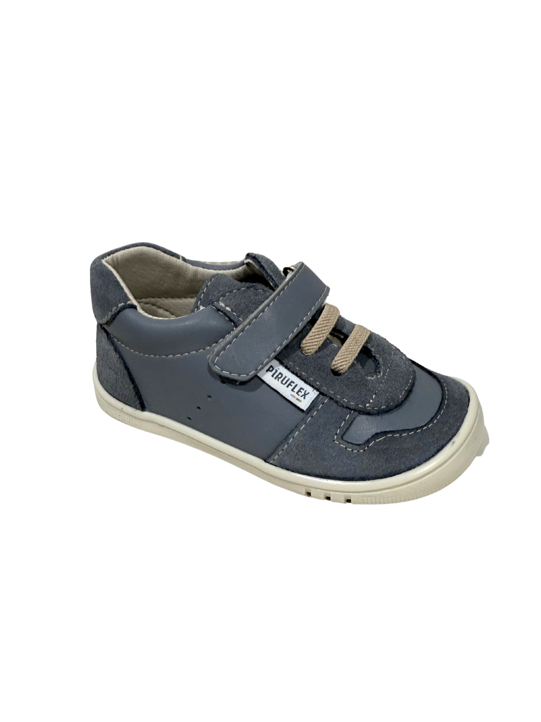 Zapatilla piel y ante gris piruflex