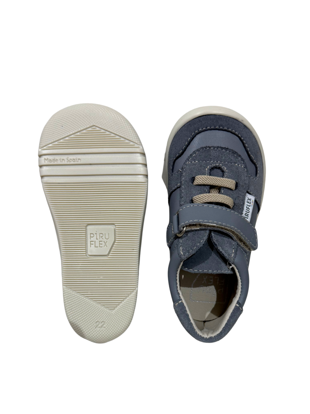 Zapatilla piel y ante gris piruflex