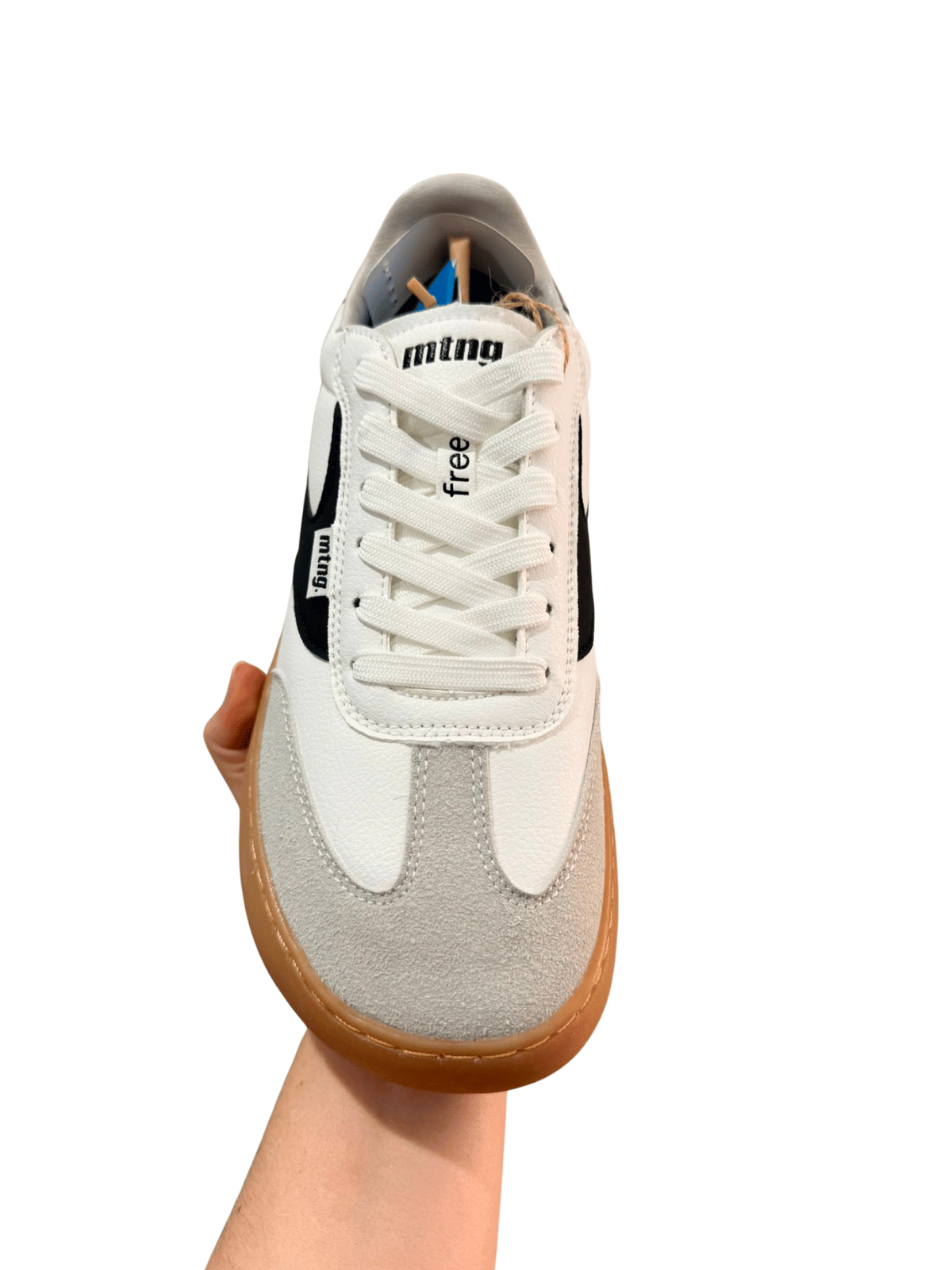 Zapatilla barefoot Mustang adulto blanca y ante gris