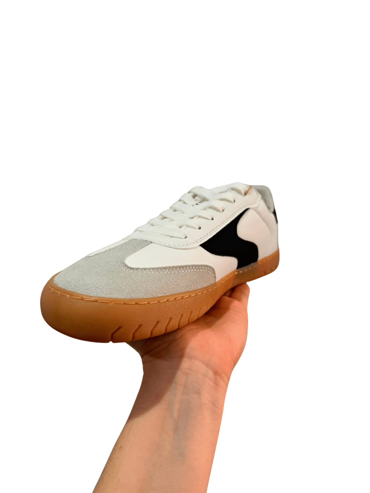 Zapatilla barefoot Mustang adulto blanca y ante gris