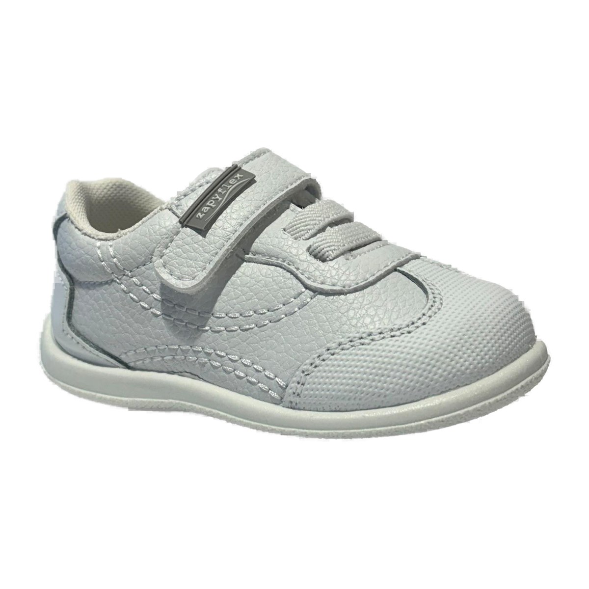 Deportiva respetuosa Zapyflex de piel blanca, vista lateral